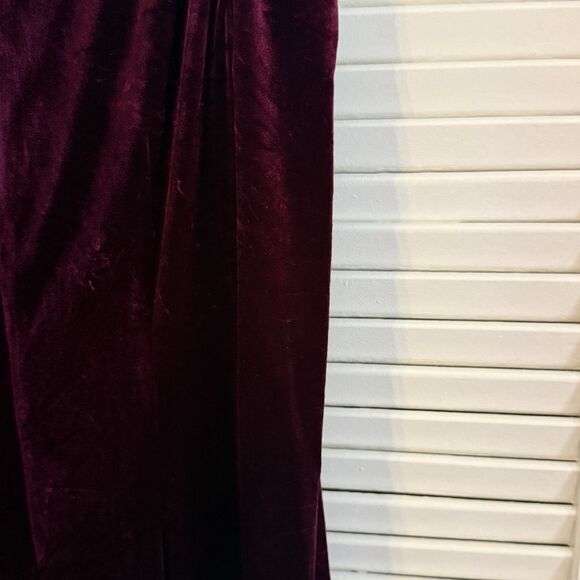 White House Black Market Long Velvet Dress Burgundy Holiday Gown Cold Shoulder S - Picture 9 of 13